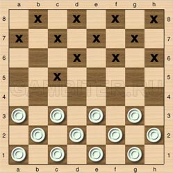 шашечные поддавки: выигрыш 12 шашек против одной